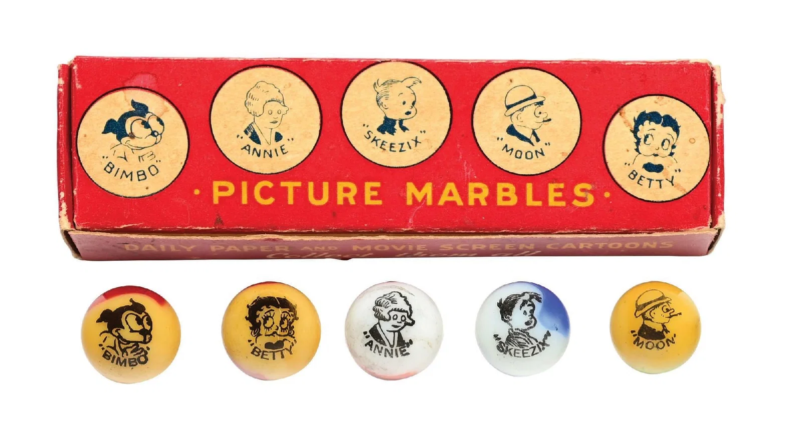 5-COUNT PELTIER PICTURE MARBLES BOX