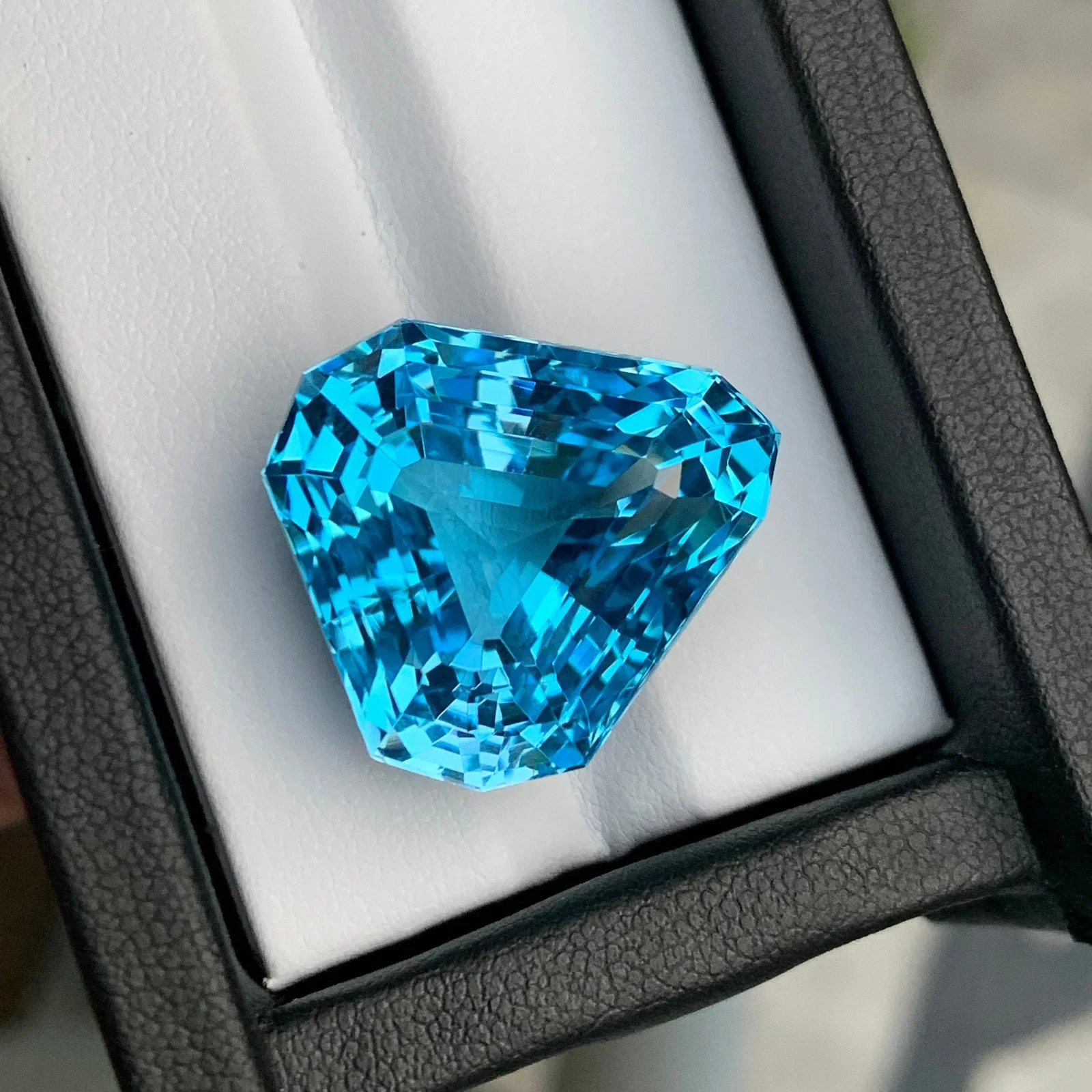 50.10 Carat Swiss Blue Topaz Gemstone: Trillion Cut December Birthstone
