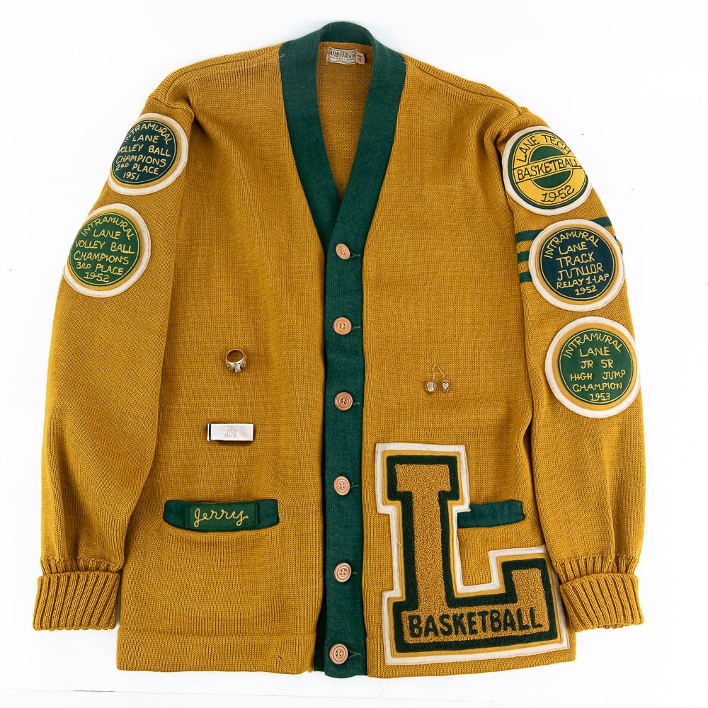 50s Lane Tech Varsity Sweater 10k Class Ring & Pin
