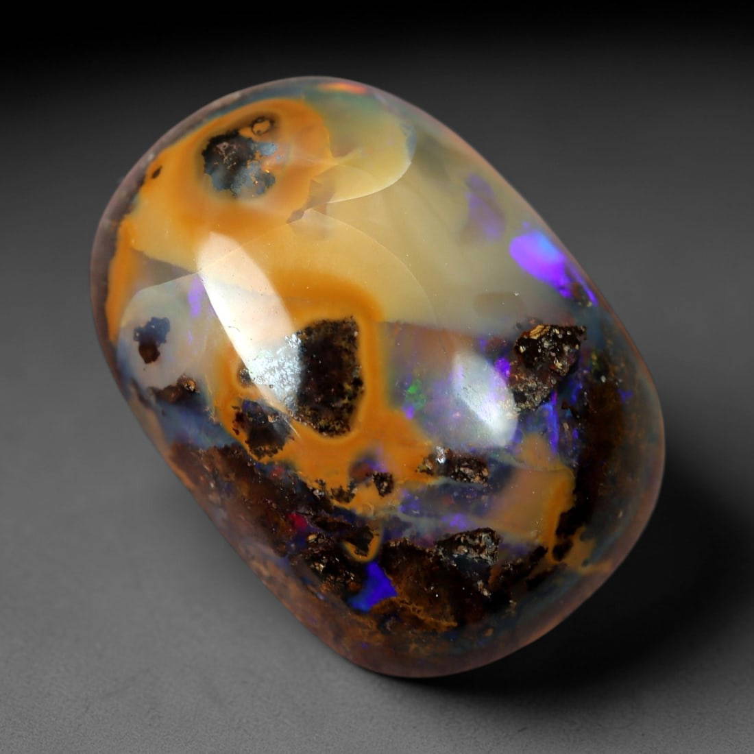 5.72 Carats Amber-Blue Iridescent Boulder Opal - Natural Australian Stone, 42XM