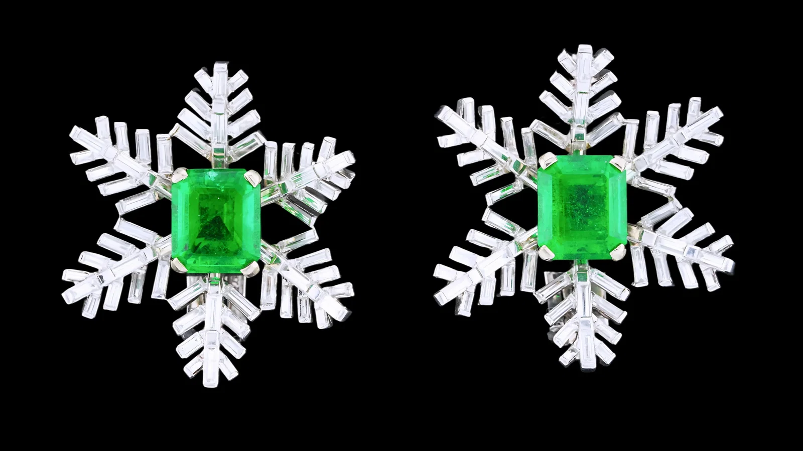 6.47ctw AGL Brazilian Emerald and Diamond Ear Clips