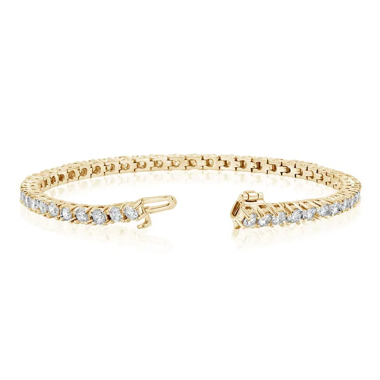6.58 ctw 14k Yellow Gold 7 inch Basket 4 Prong Tennis Bracelet