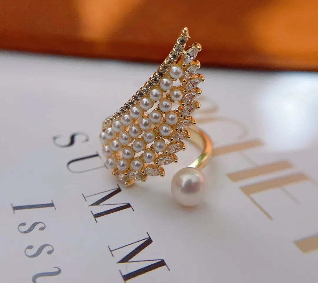 6-7mm natural pearl feather ring
