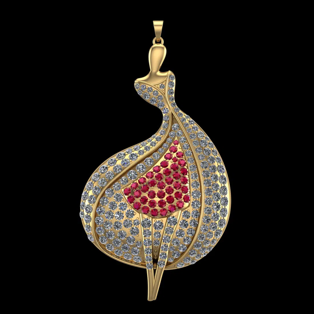 6.90 Ctw VS/SI1 Ruby and Diamond 10k Yellow Gold Pendant (ALL DIAMOND ARE L