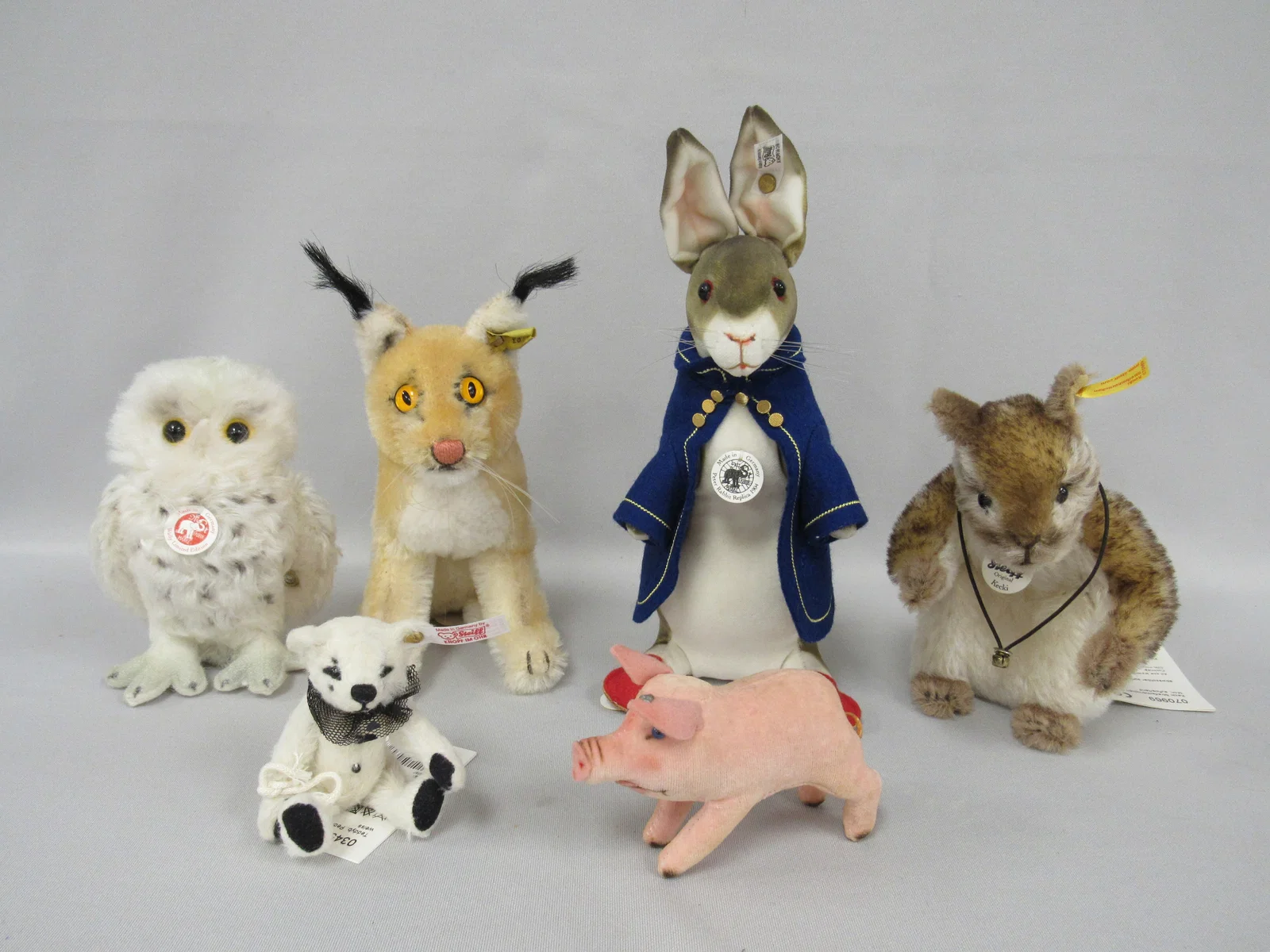 6 PCS. STEIFF MOHAIR, ETC. ANIMALS: