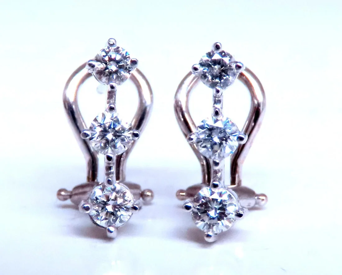 .70ct Three Stack Diamond clip Earrings 14kt 12493**