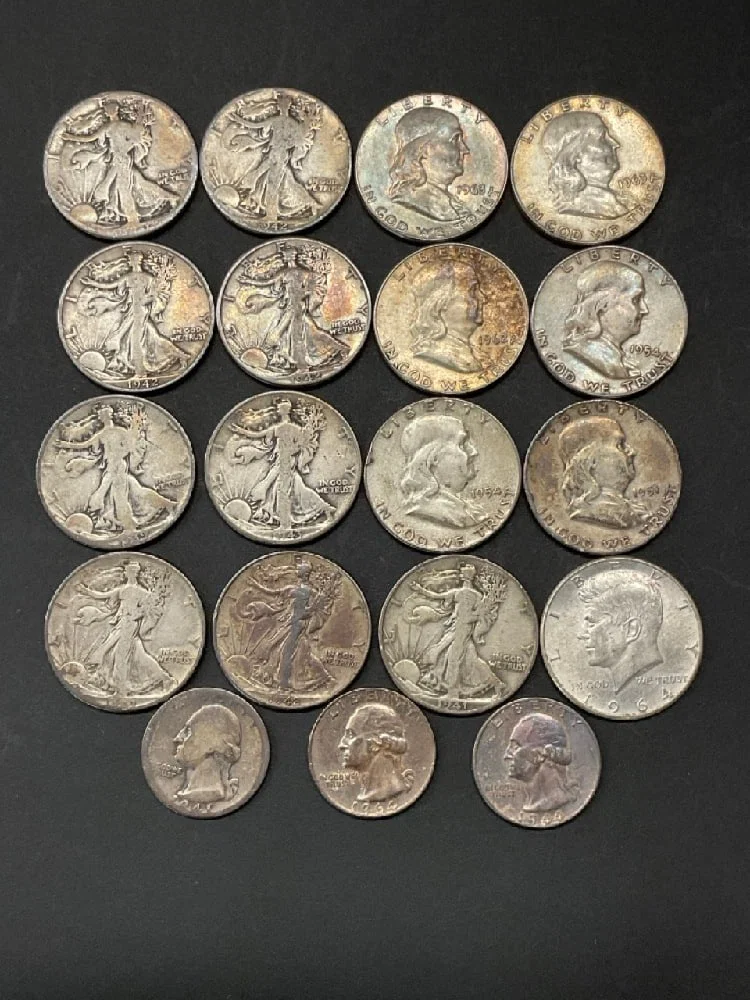 $8.75 Face Value 90% Silver US Halves and Quarters