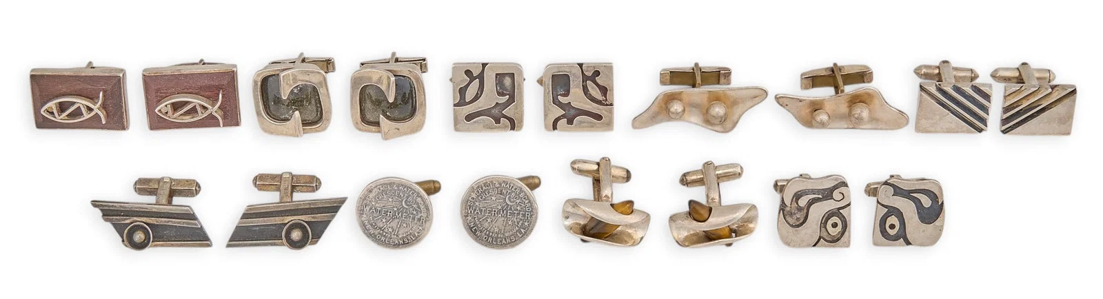 (9) Pairs of Sterling Silver Cufflinks