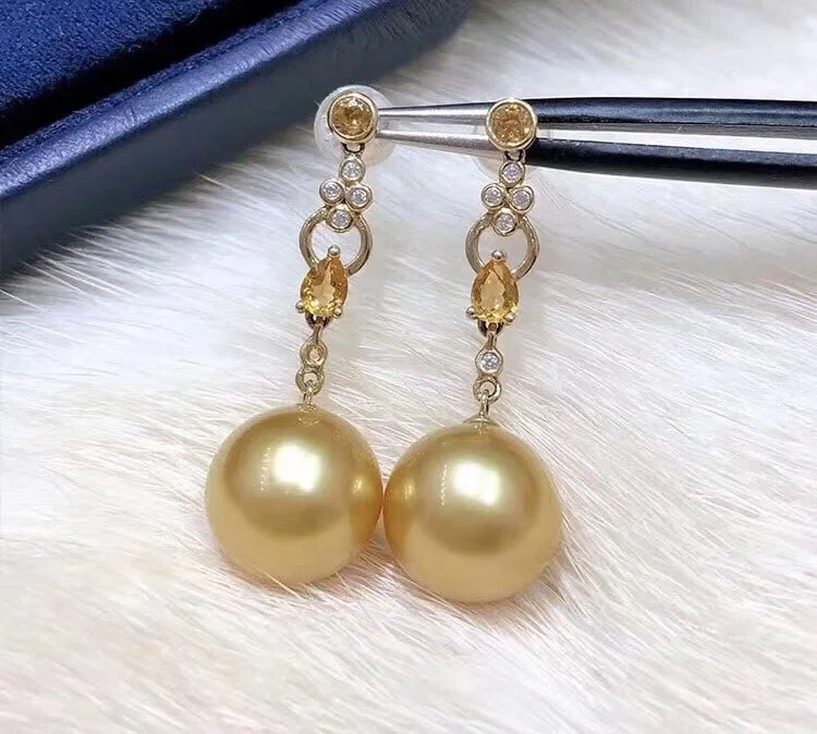 925 Silver Gold Pearl Earrings
