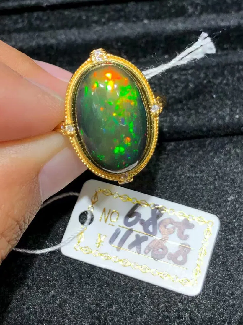 925 sterling silver black opal ring
