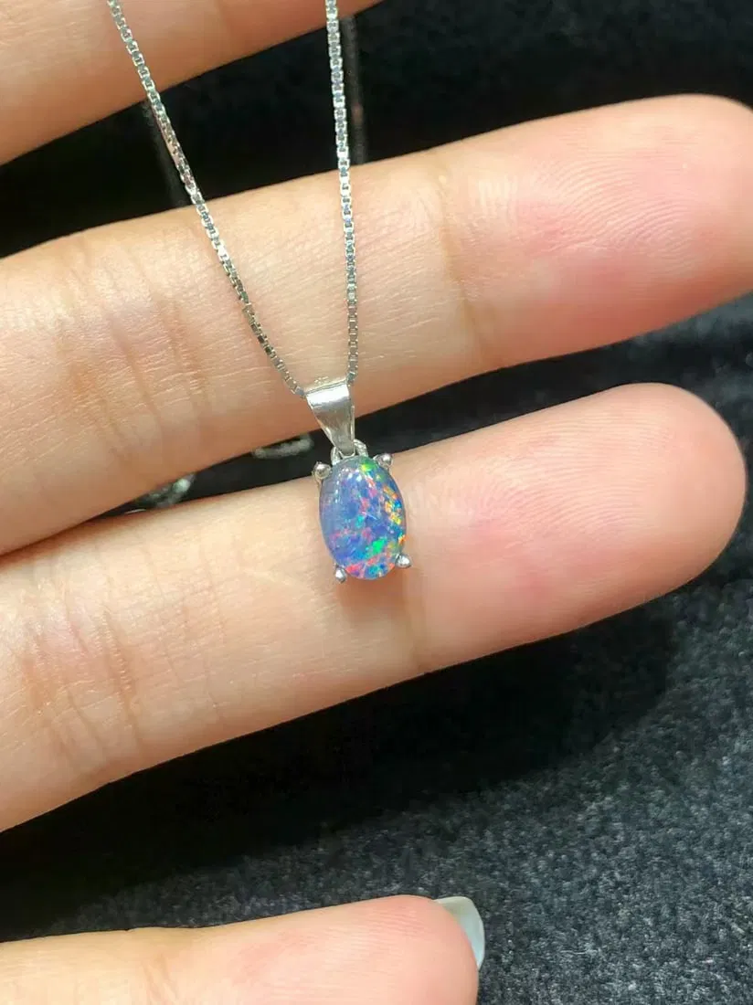 925 sterling silver natural opal pendant
