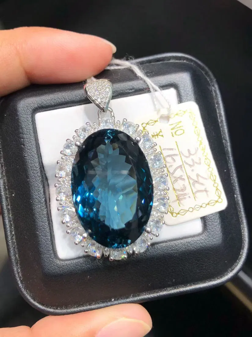 925 sterling silver natural topaz pendant