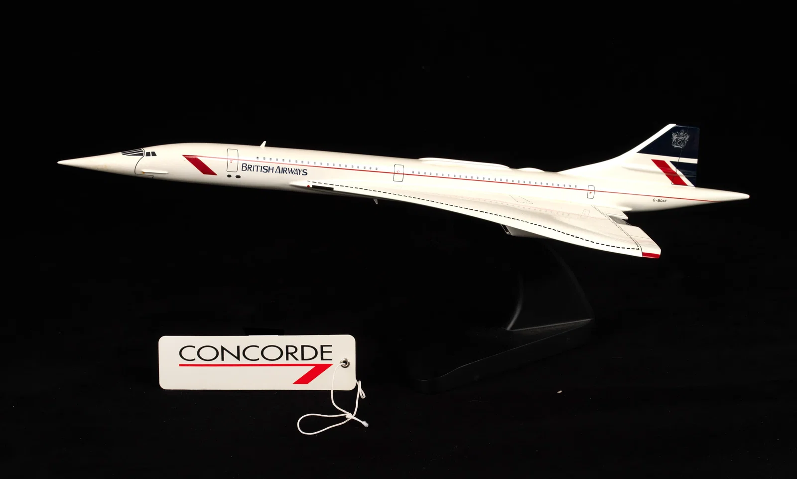 A 1:100 scale model of British Airways Concorde 'G-BOAF' by Bravo Delta Models, signed by pilot ...