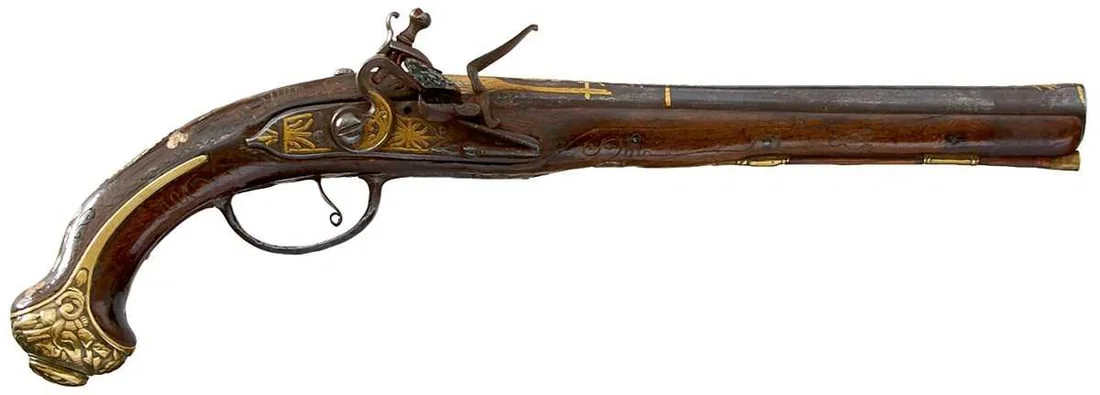 A 19TH CENTURY 18-BORE FLINTLOCK TURKISH HOLSTER PISTOL,