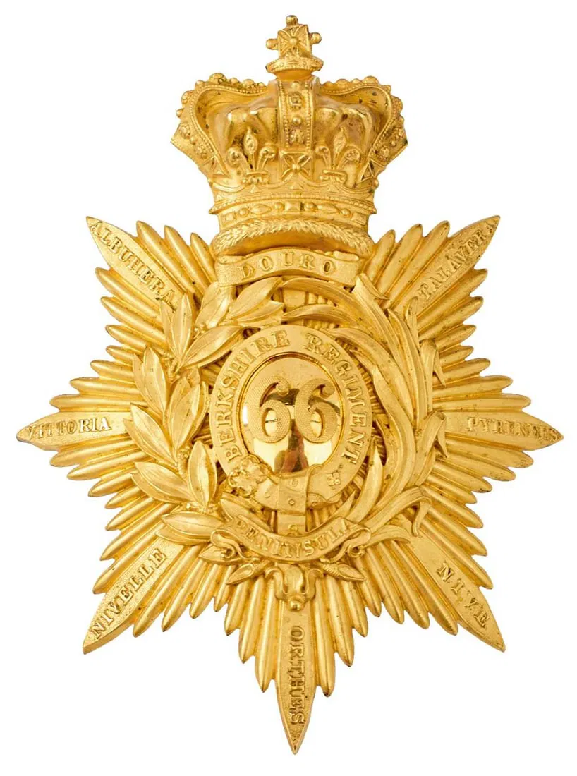 A 66TH (BERKSHIRE) REGIMENT OFFICER'S SHAKO PLATE,