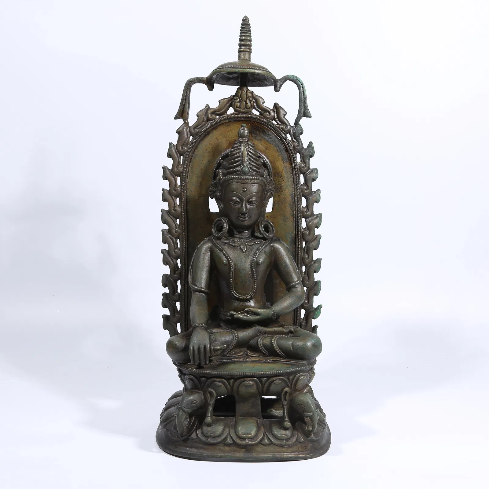A ALLOY BRONZE AKSHOBHYA BUDDHA STATUE