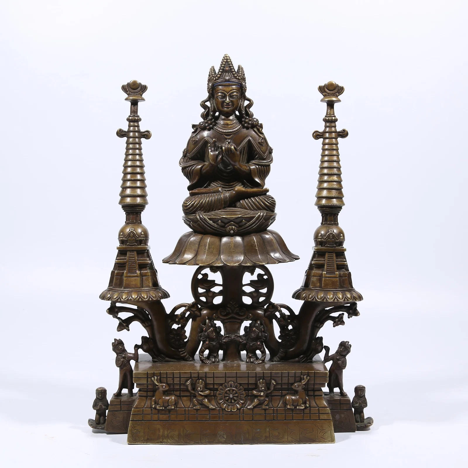 A ALLOY BRONZE CROWNED SHAKYAMUNI STATUE
