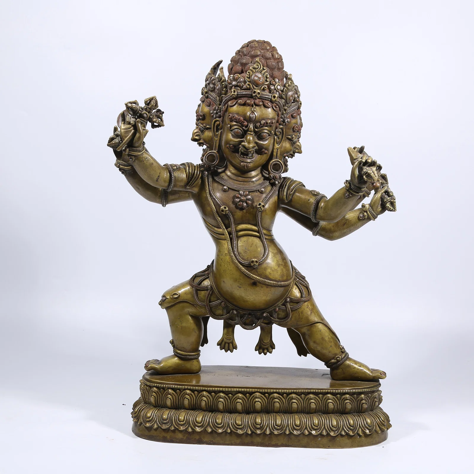 A ALLOY BRONZE DHARMA PROTECTOR STATUE