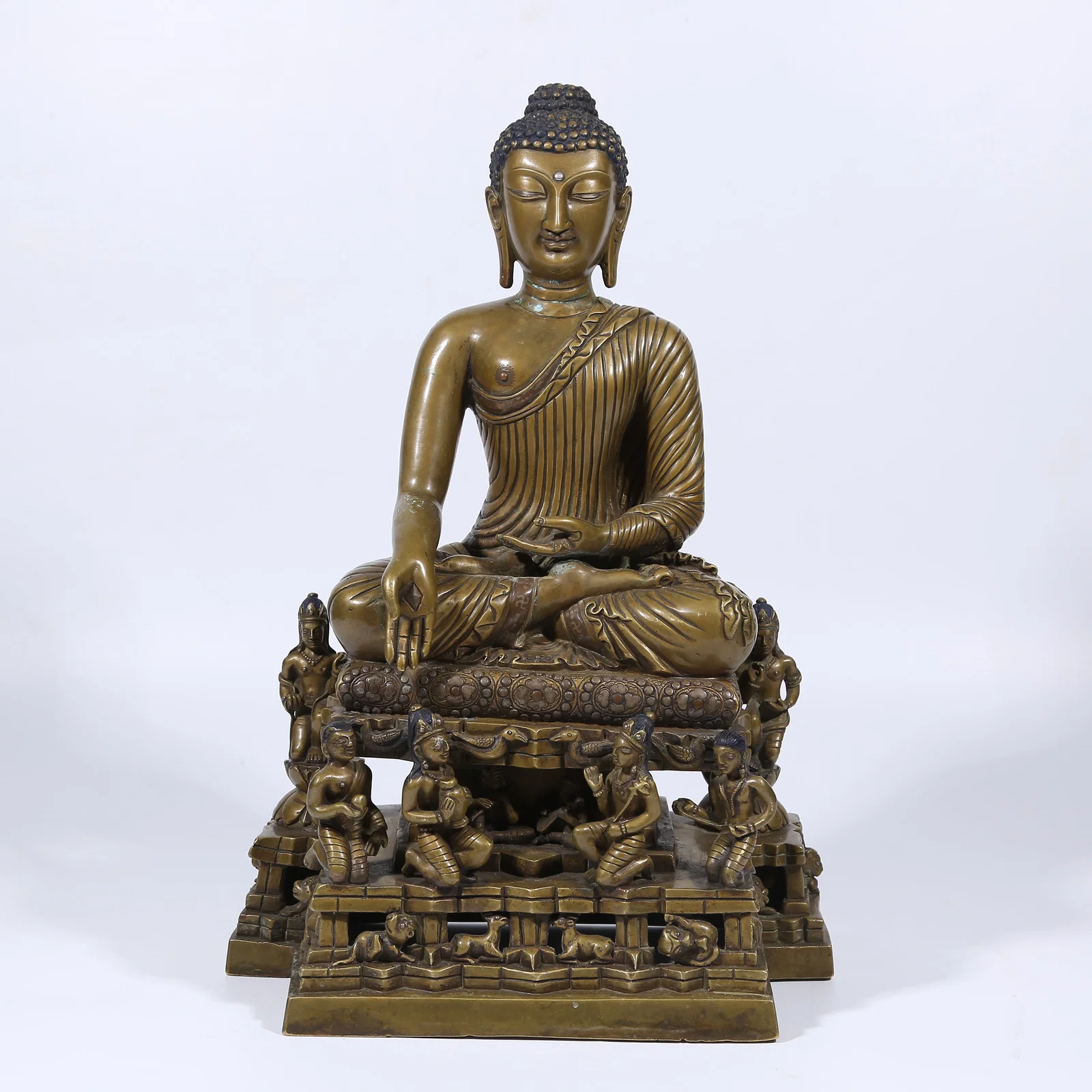 A ALLOY BRONZE RATNASAMBHAVA BUDDHA STATUE