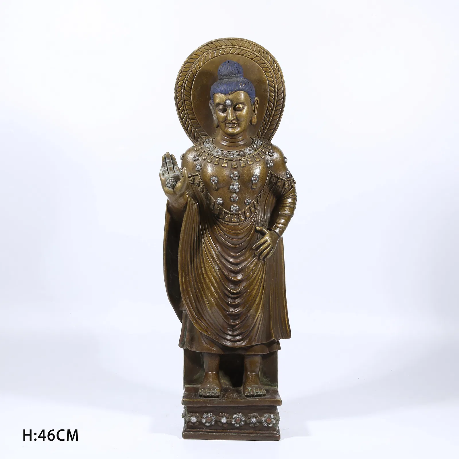 A ALLOY BRONZE SHAKYAMUNI BUDDHA IN GANDHARA STYLE