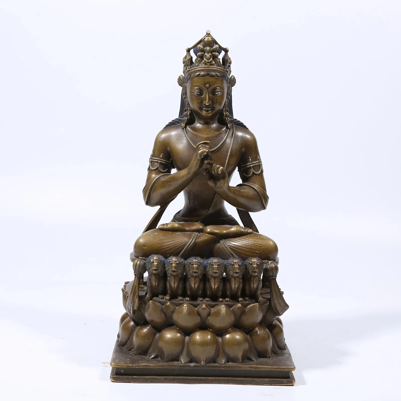 A ALLOY BRONZE SILVER-INLAID VAIROCANA STATUE