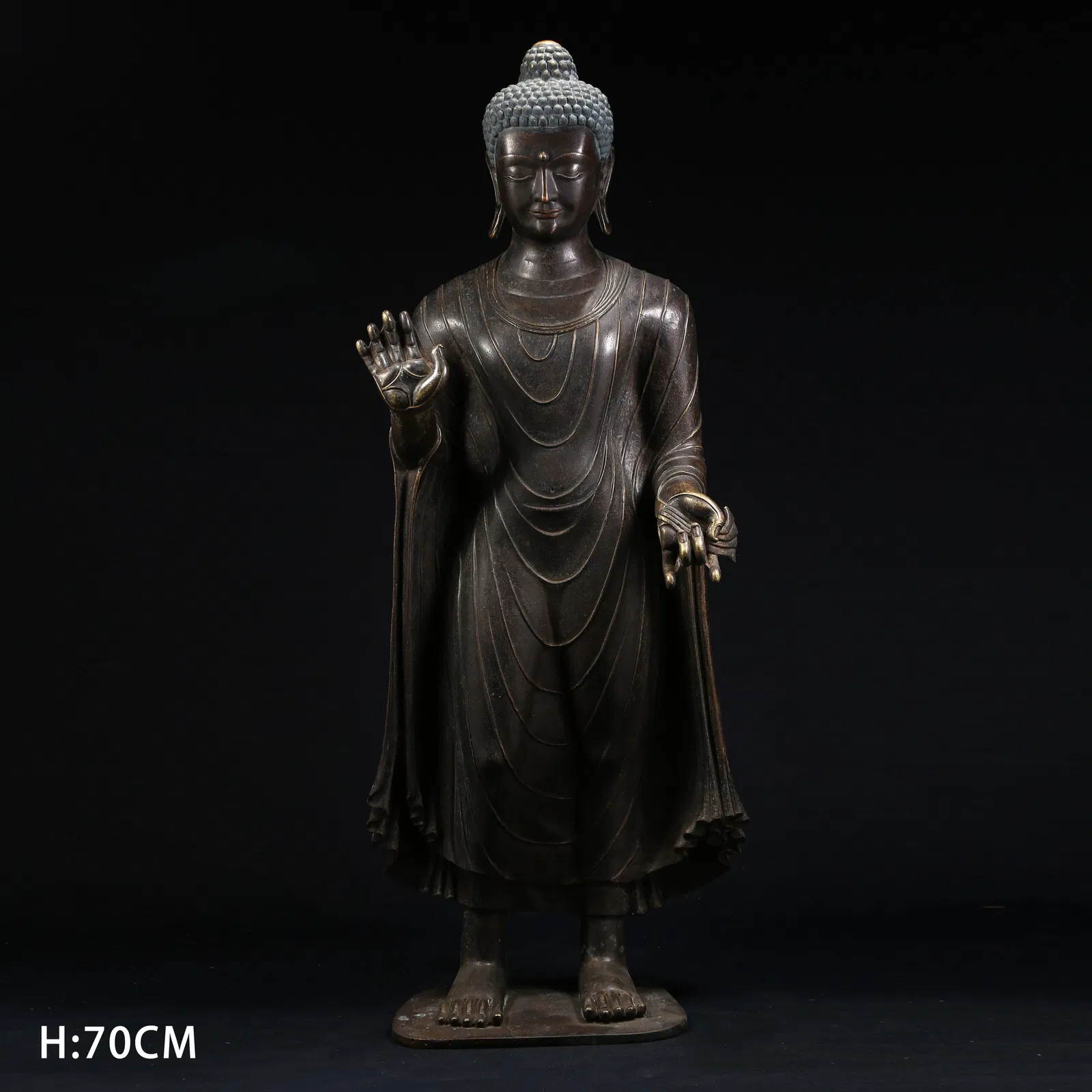 A ALLOY BRONZE STANDING SHAKYAMUNI BUDDHA