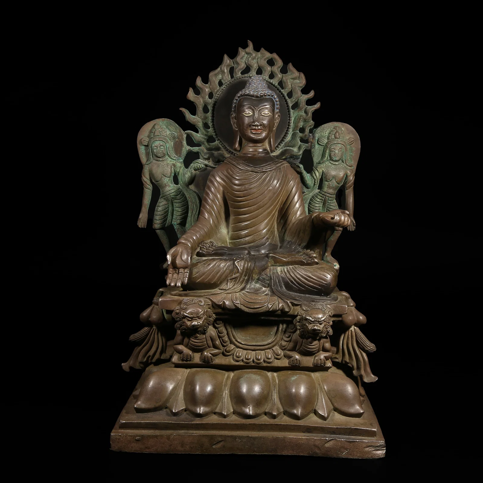 A ALLOY-BRONZE STATUE OF SHAKYAMUNI BUDDHA