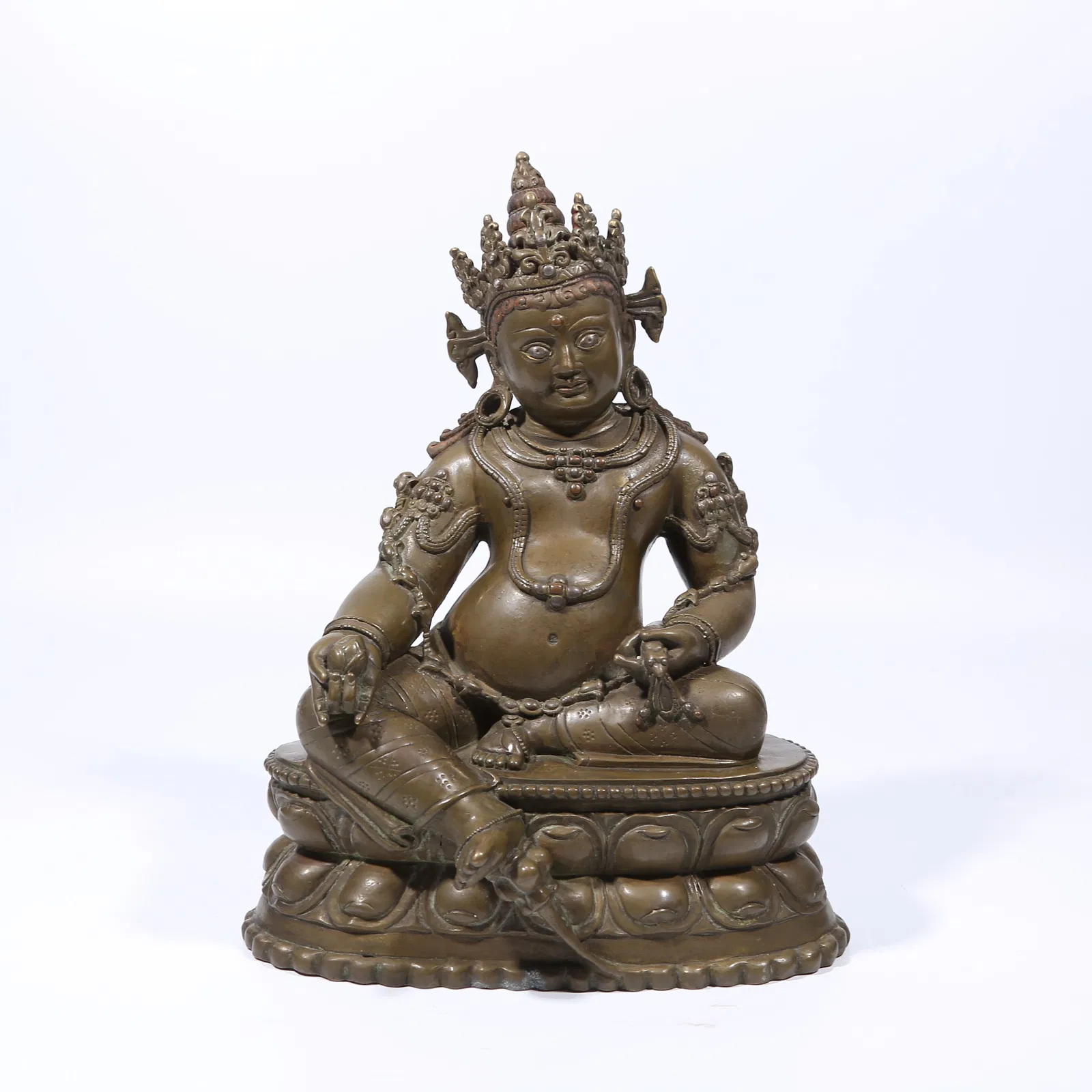 A ALLOY BRONZE YELLOW JAMBHALA STATUE