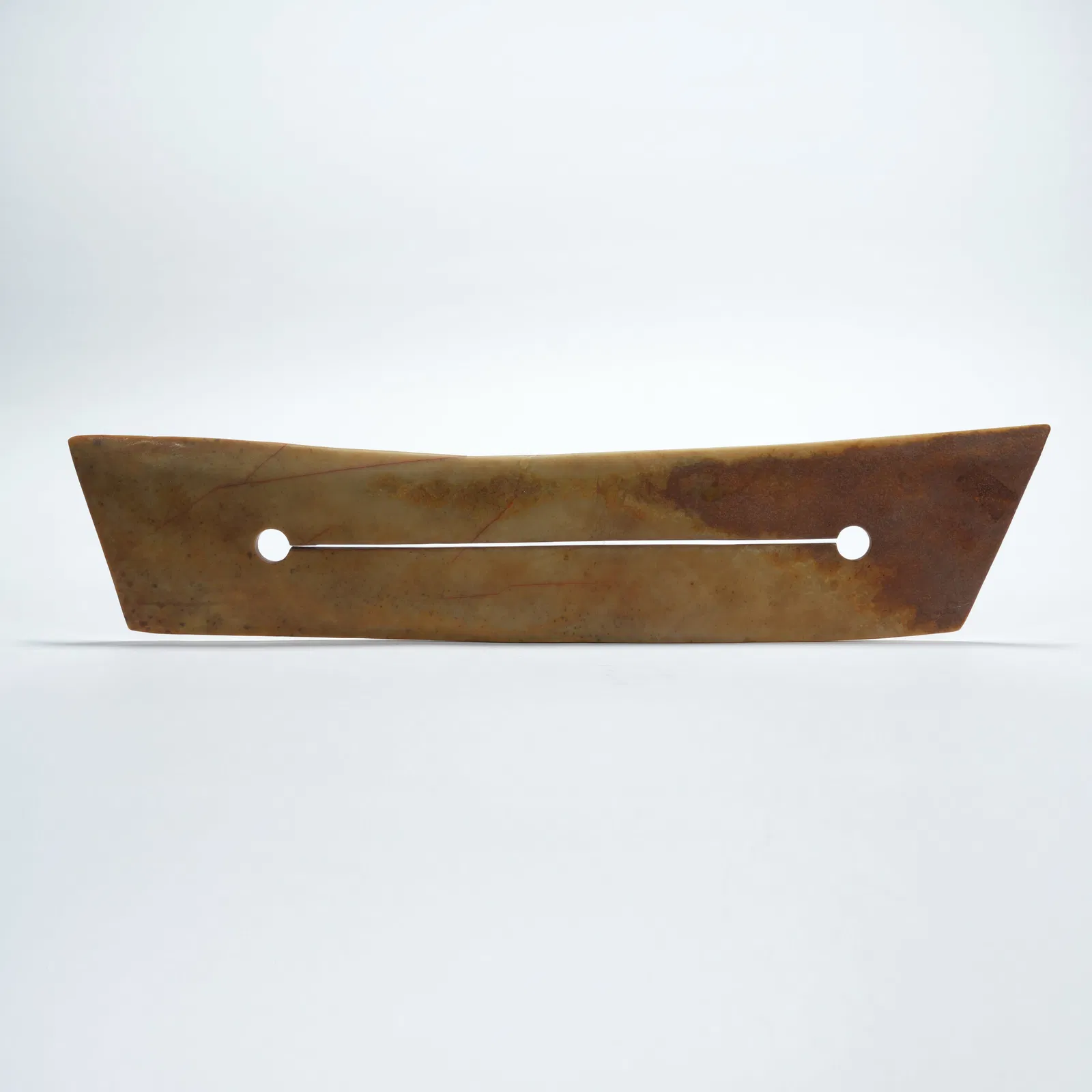 A ANCIENT JADE TWO-HOLE KNIFE