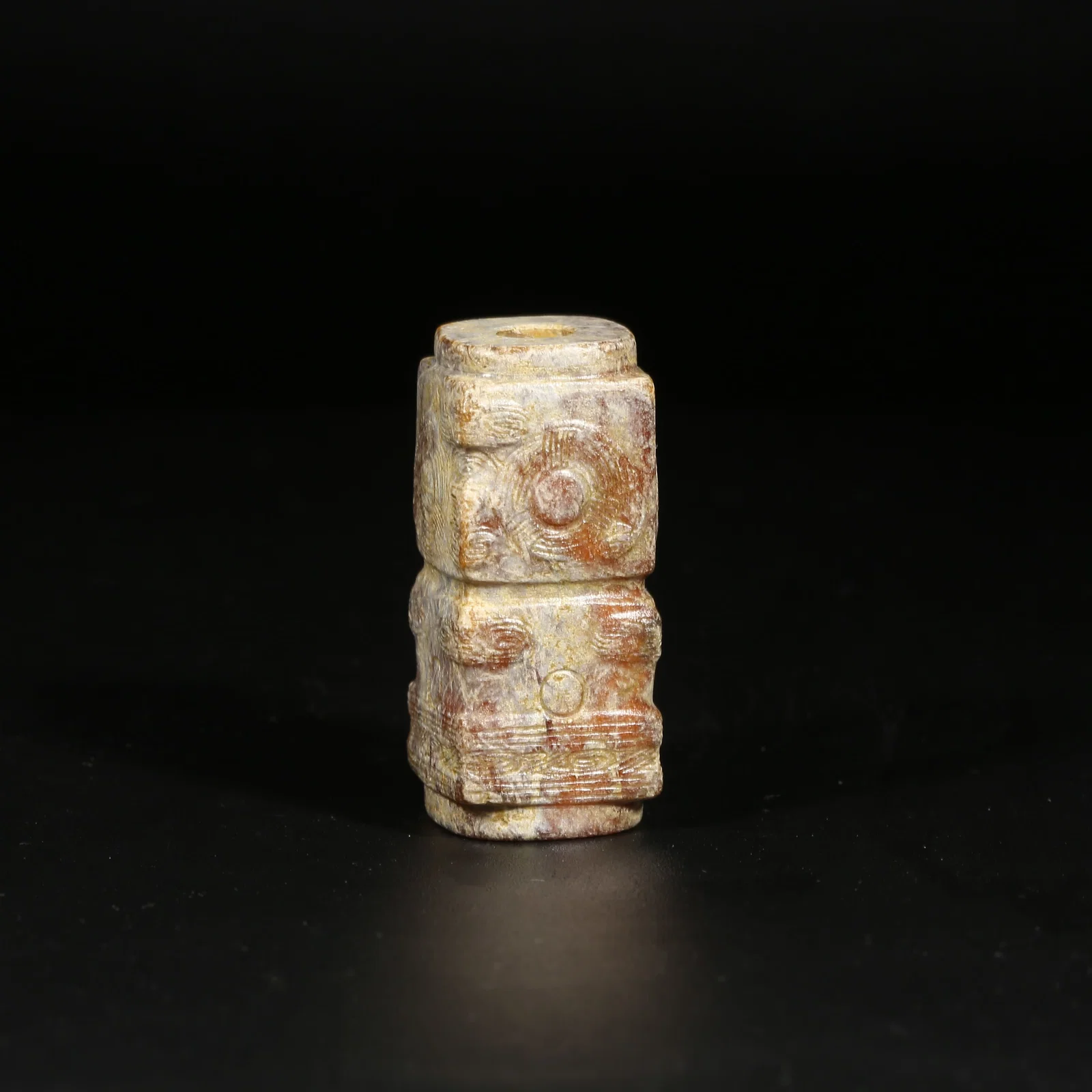 A ARCHAIC JADE LIANGZHU CULTURE ANTHROPOMORPHIC CONG-STYLE BELT HOOK