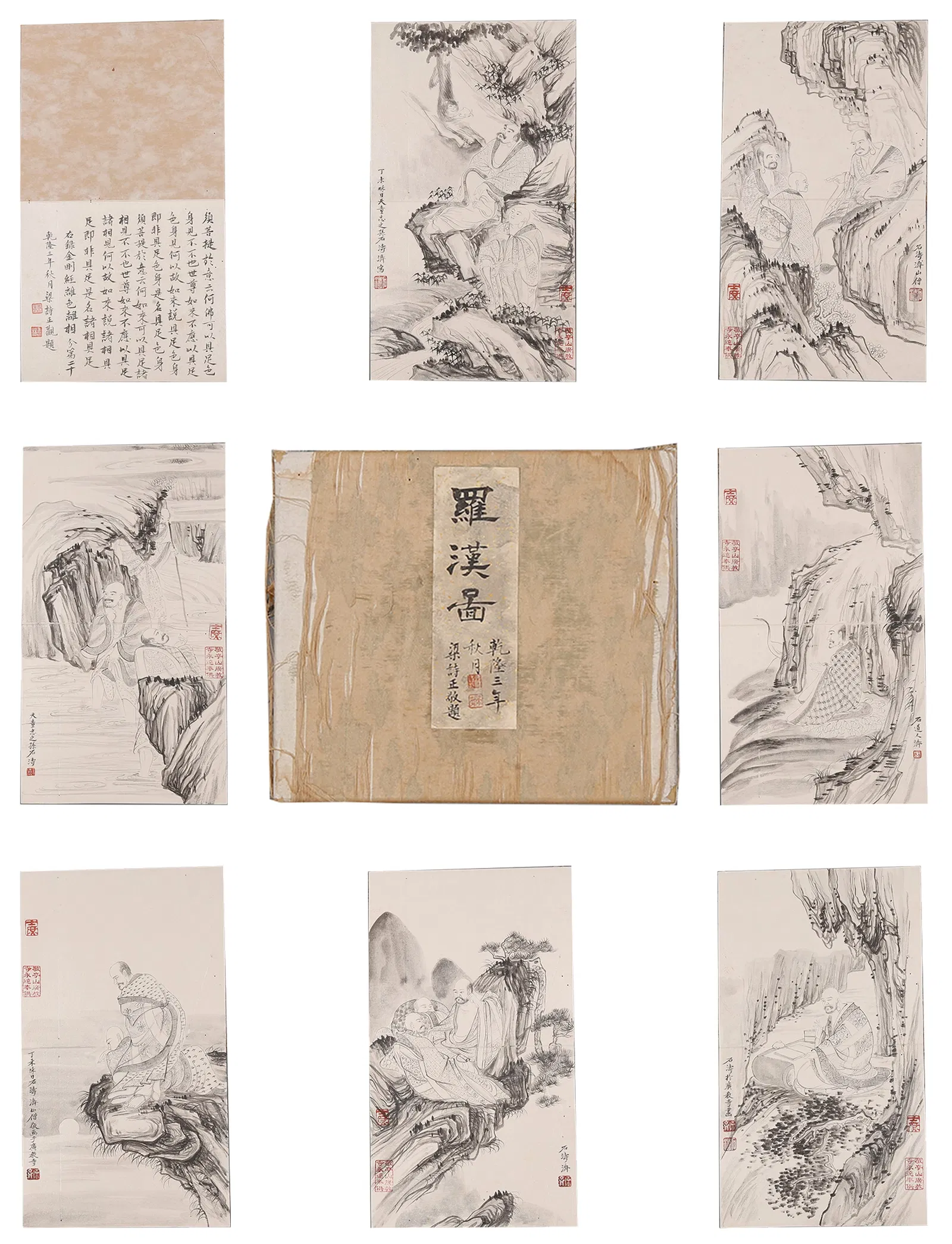 A ARHAT PAINTING ALBUM ON PAPER BY SHI TAO (13 LEAVES).石濤