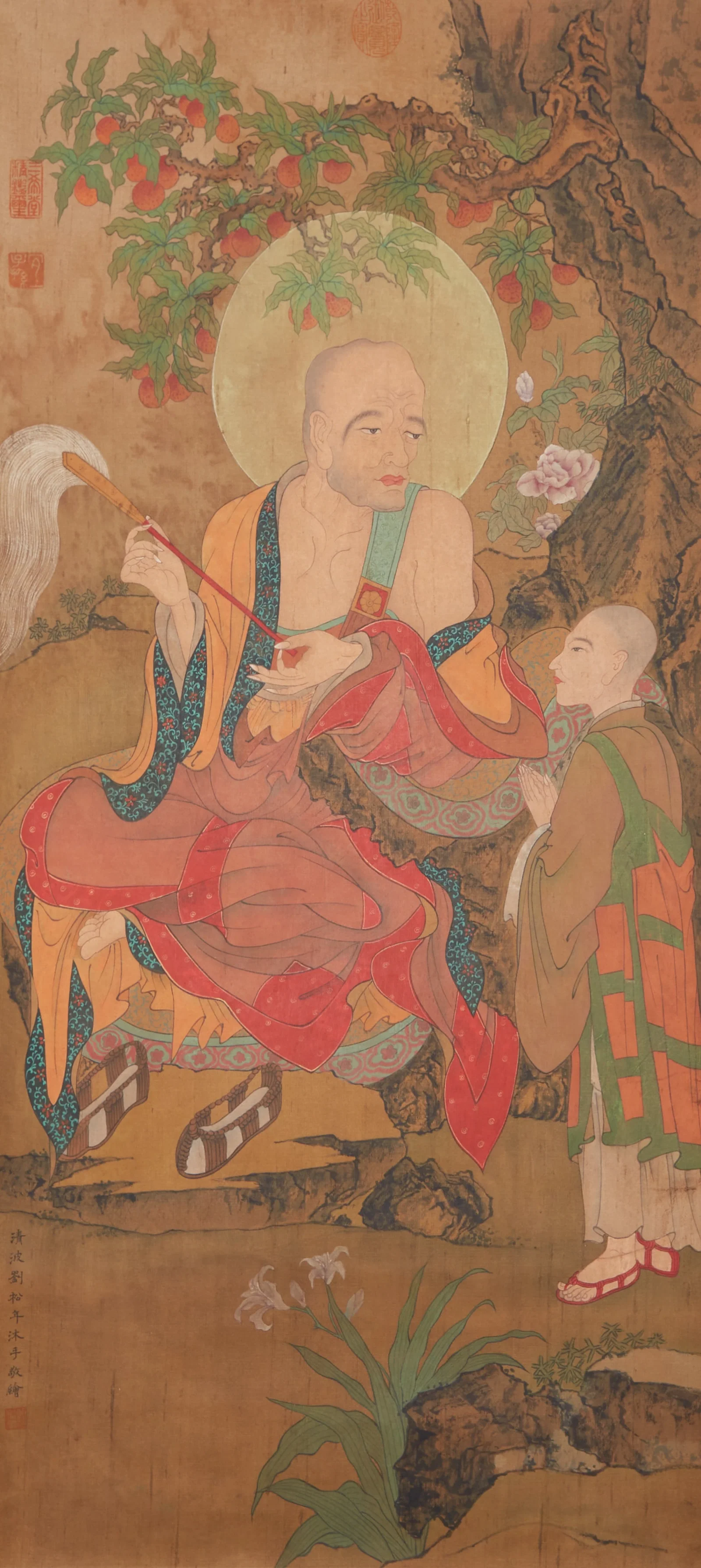 A ARHATS PAINTING ON SILK BY LIU SONGNIAN.劉松年