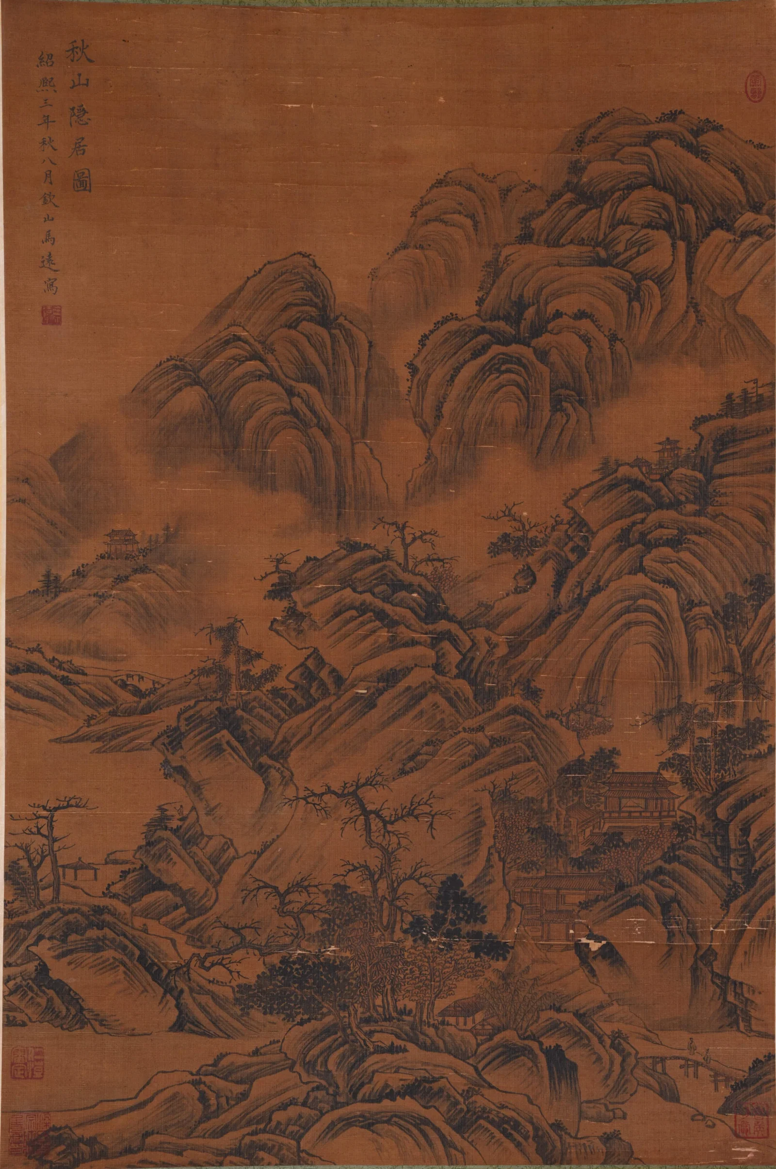 A AUTUMN MOUNTAIN RETREAT PAINTING ON SILK BY MA YUAN.馬遠
