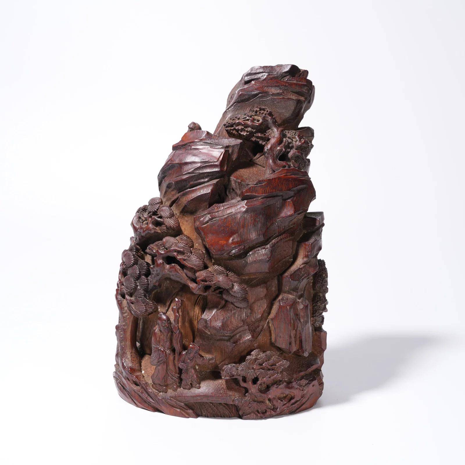 A BAMBOO ROOT CARVING FIGURE MOUNTAIN ORNAMENT