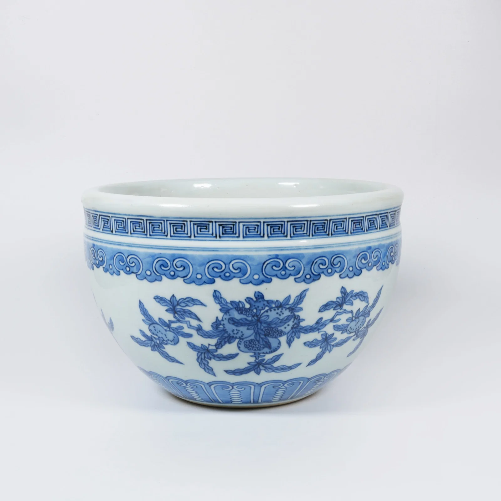 A BLUE-AND-WHITE "THREE ABUNDANCES" SCROLL JAR