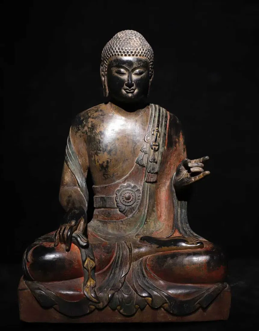 A bluestone painted Buddha statue of the Northern Qi Dynasty