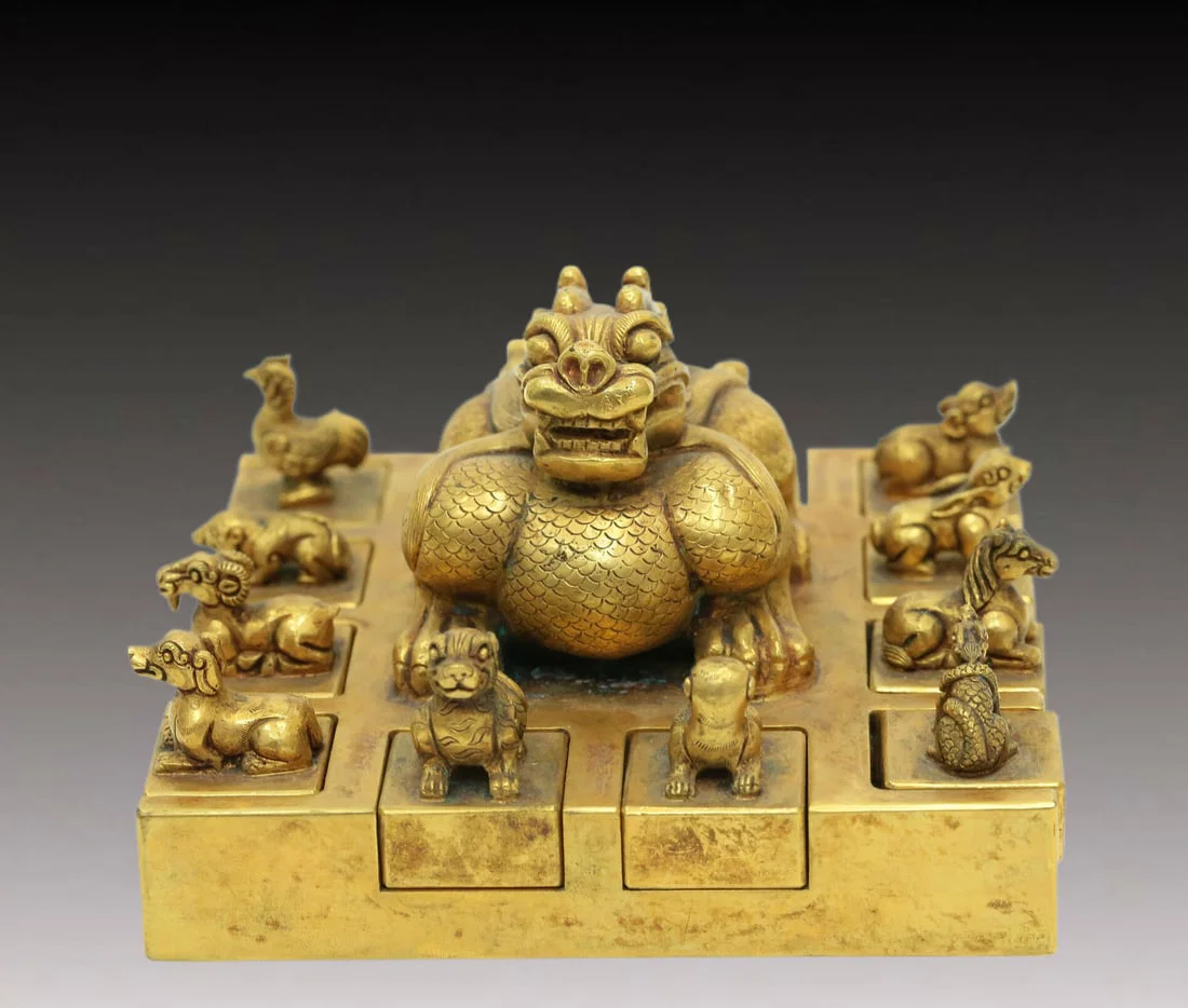 A Brilliant Gilt-Bronze 'Auspicious Beast' Seal