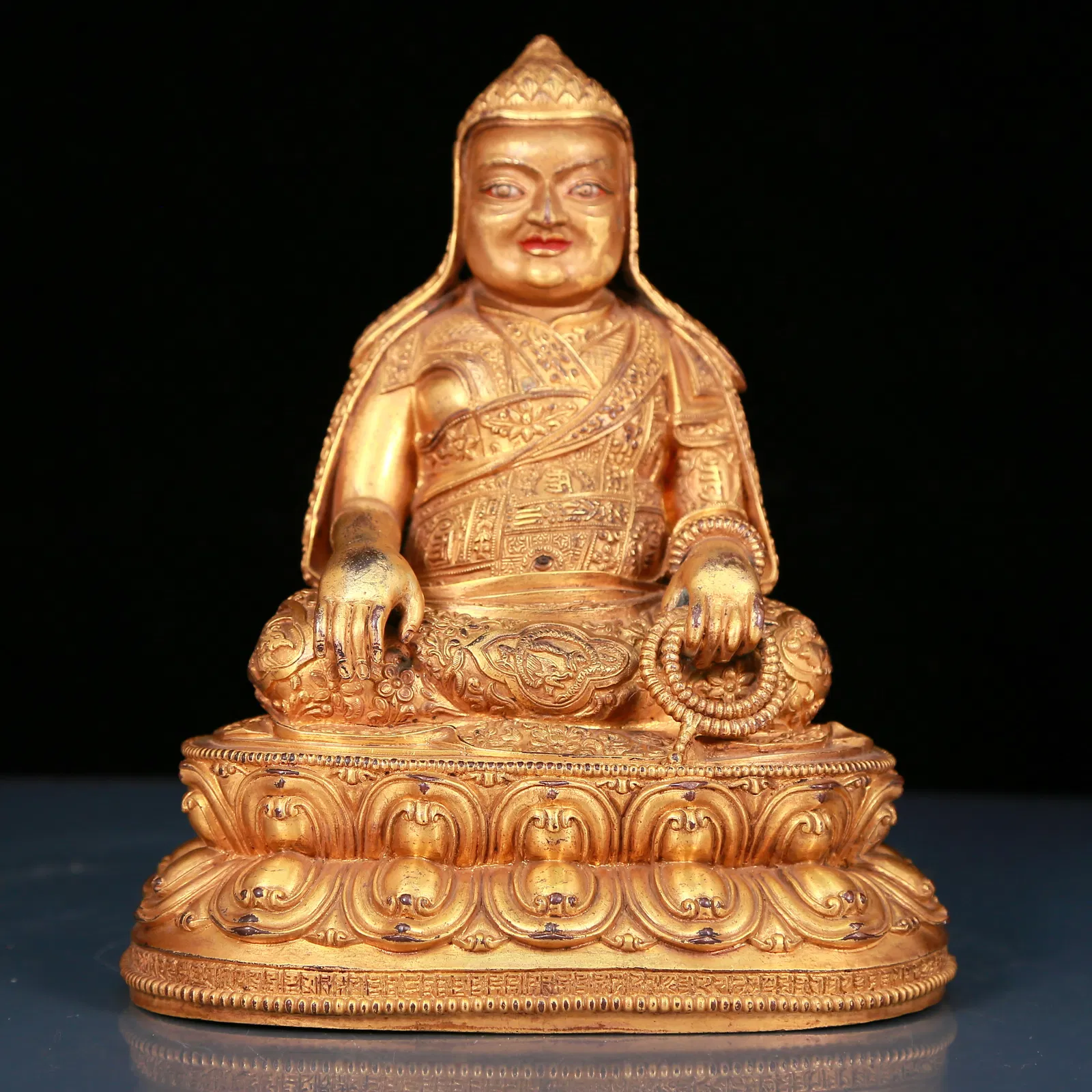 A Brilliant Gilt-Bronze Figure Of Tsongkapa