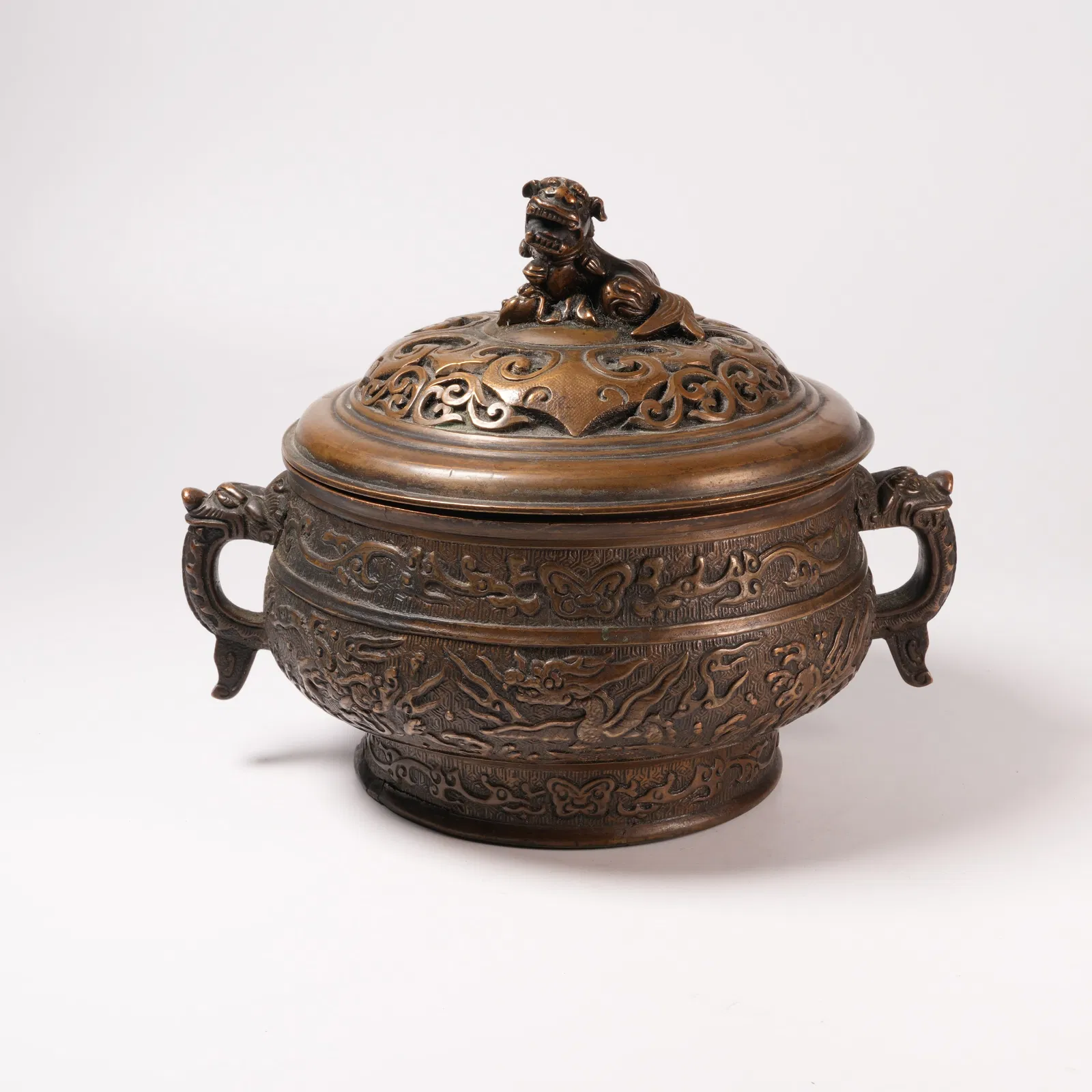 A BRONZE CENSER WITH AUSPICIOUS BEAST PATTERN