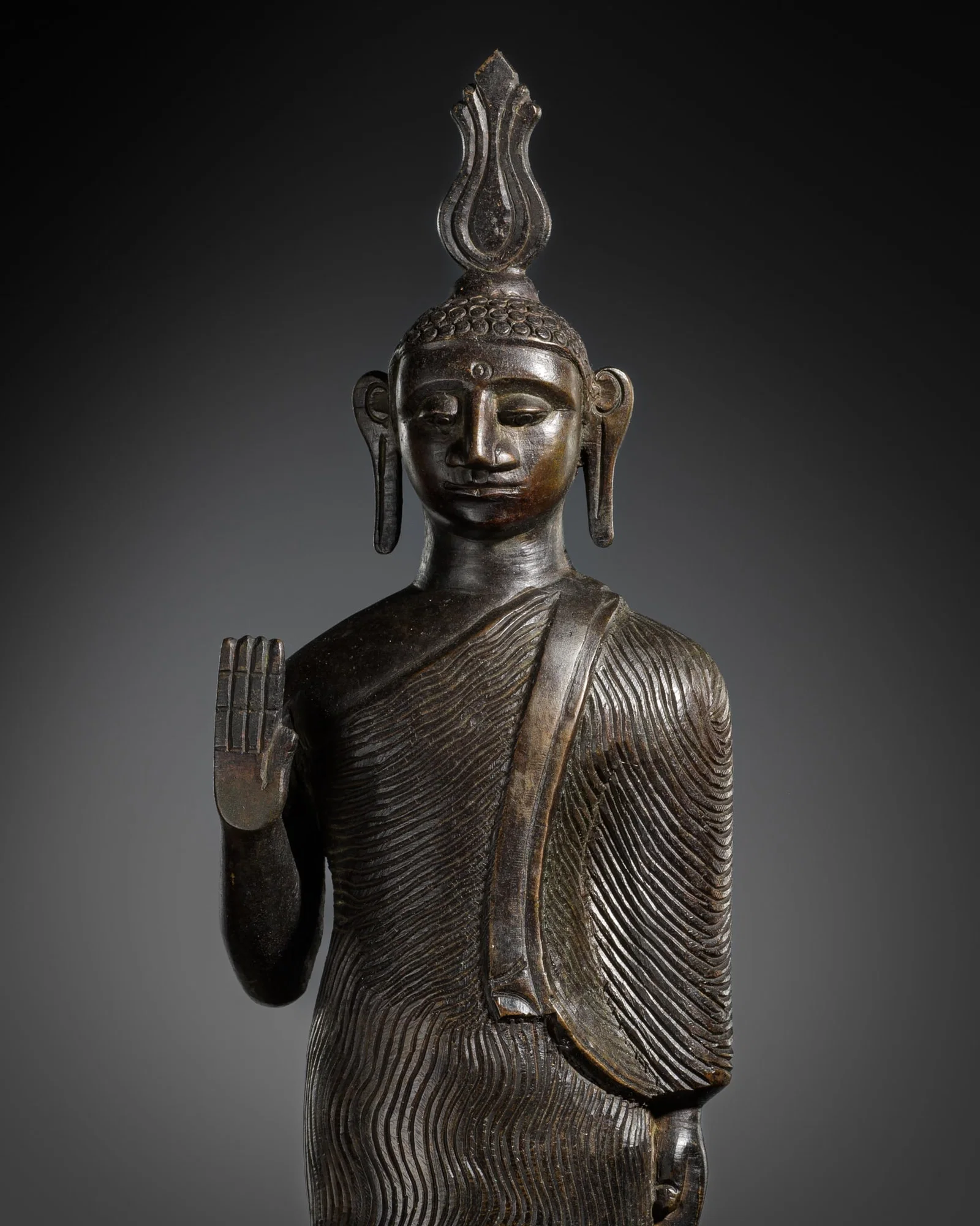 A BRONZE FIGURE OF BUDDHA, KANDYAN PERIOD (1590-1815), SRI LANKA, 18TH CENTURY