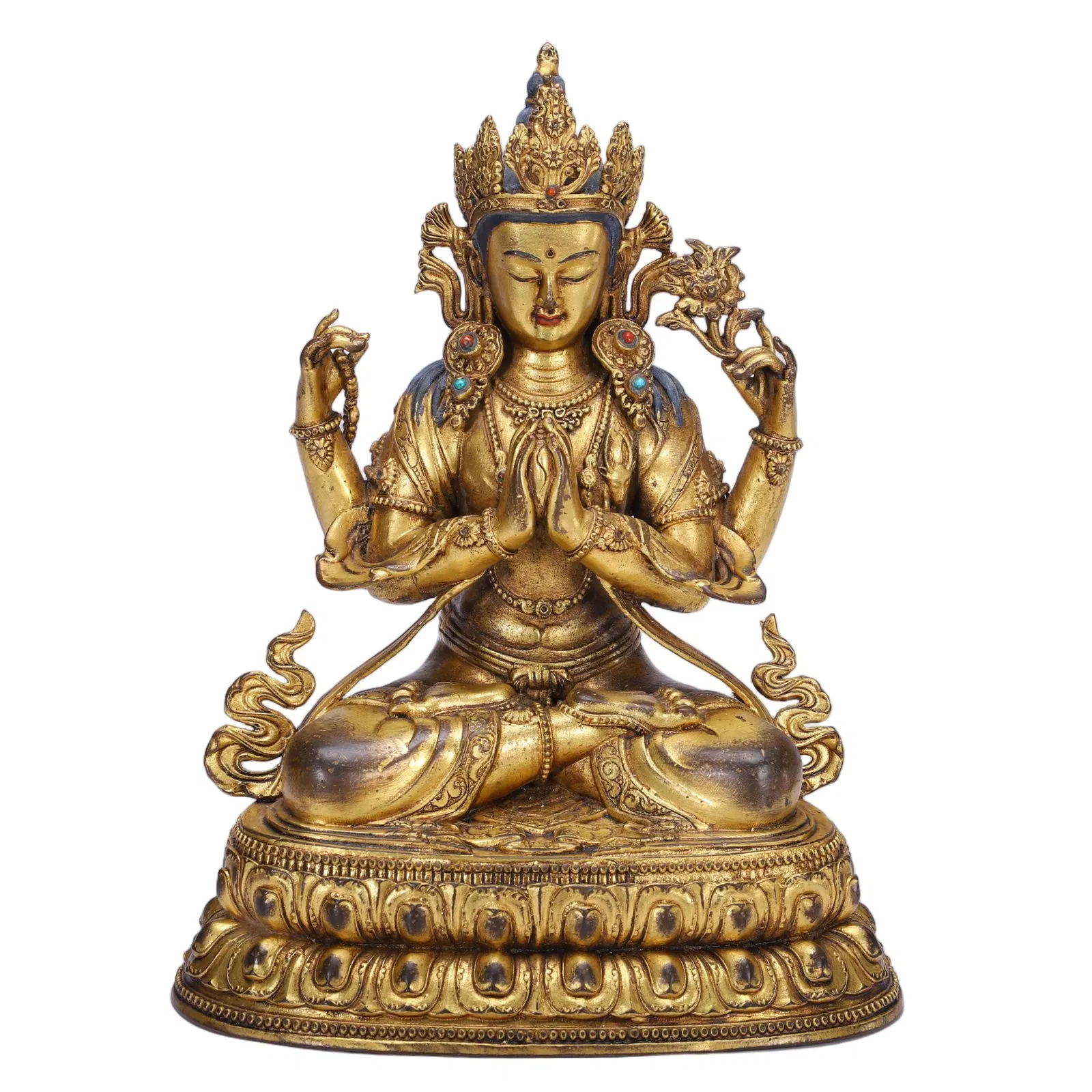 A BRONZE-GILT FIGURE OF AVALOKITESVARA