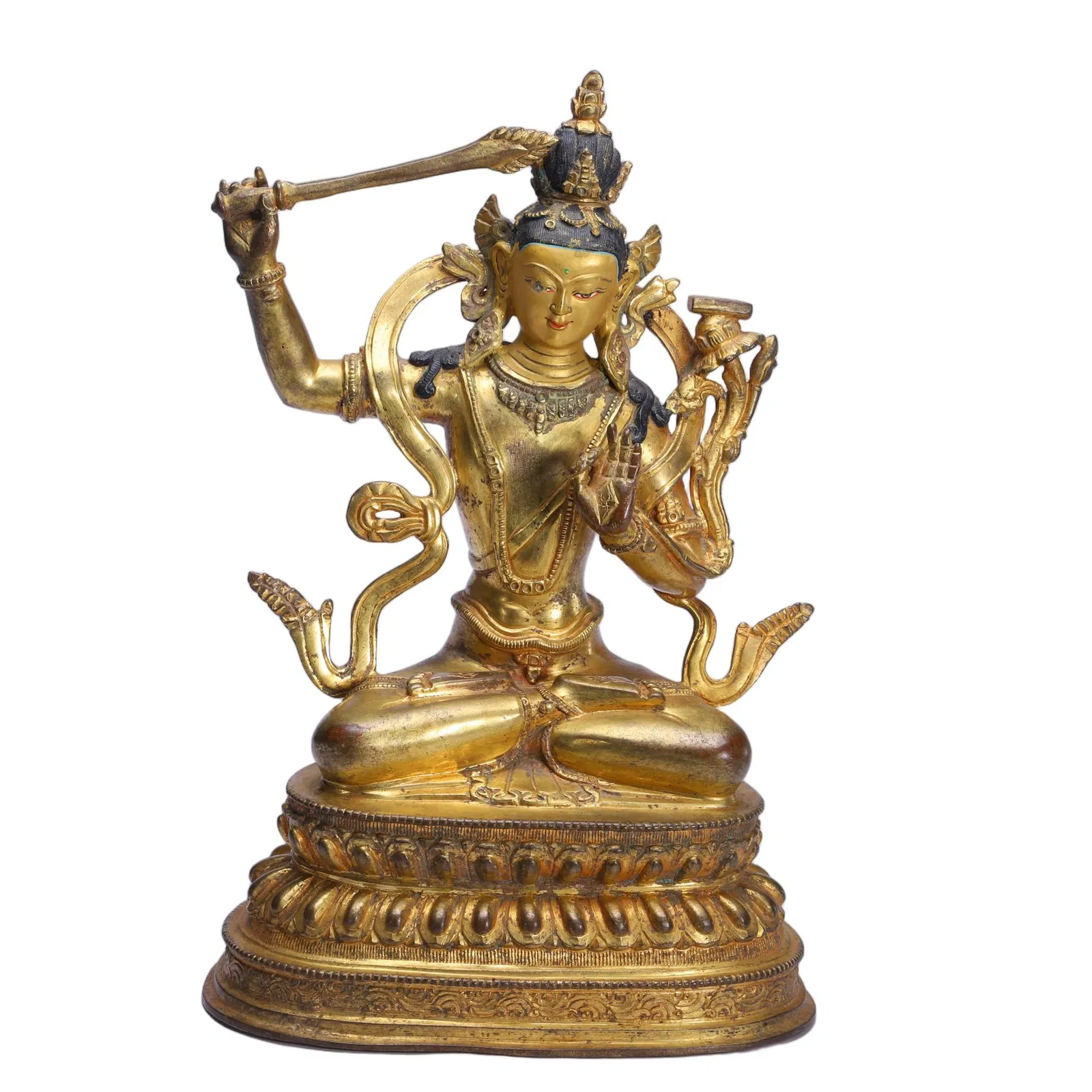 A BRONZE-GILT FIGURE OF MANJUSRI