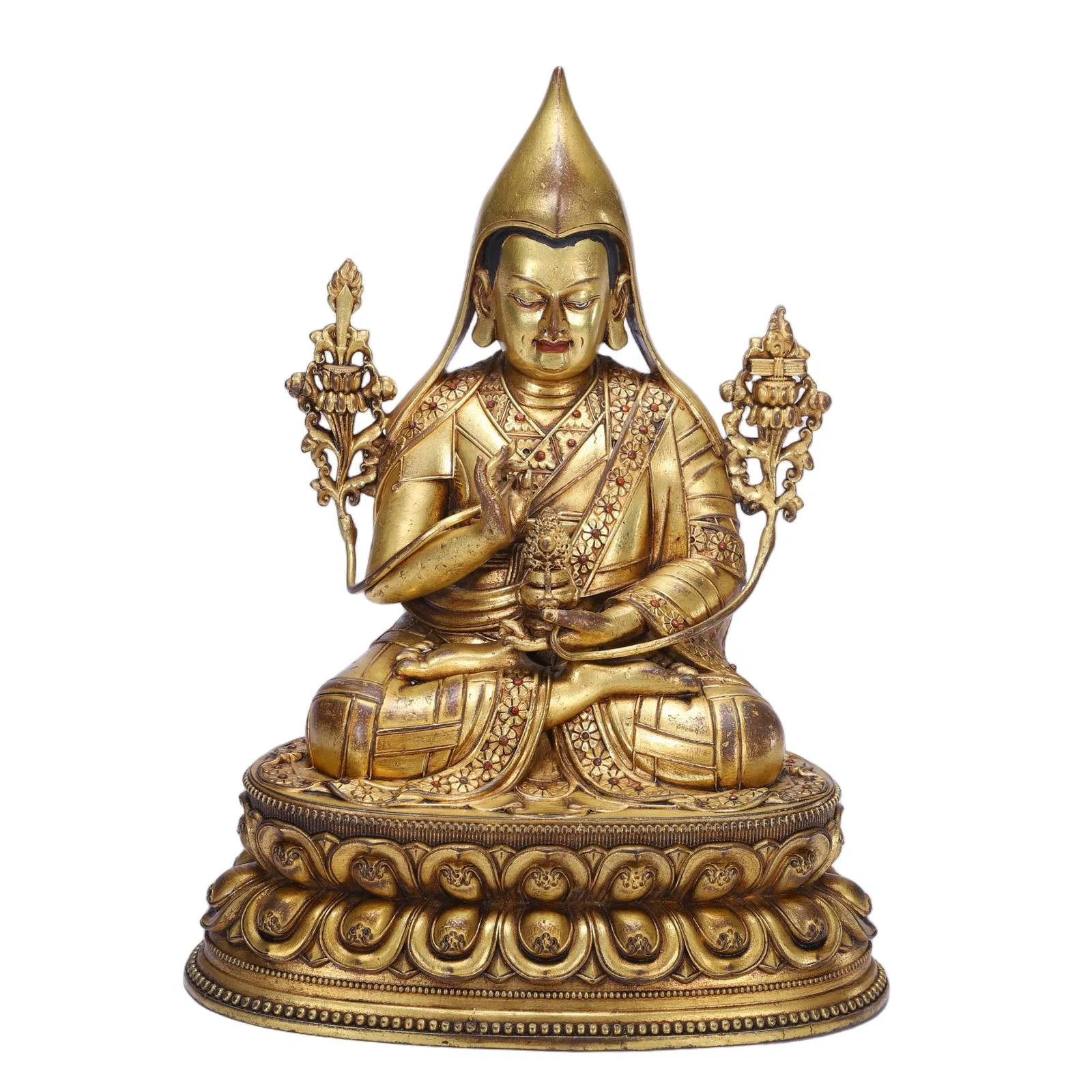 A BRONZE-GILT FIGURE OF TSONG KHAPA