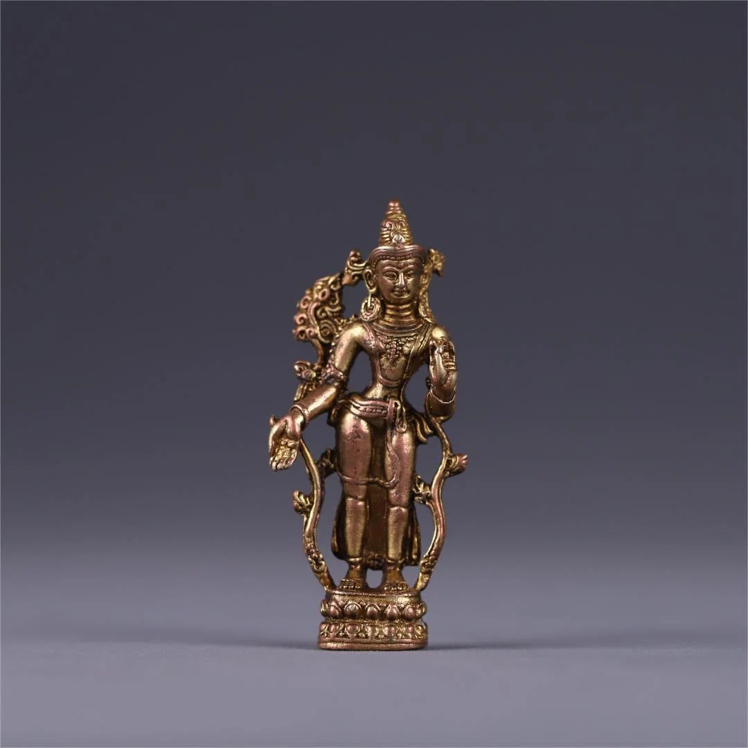 A bronze gilt standing Tara statue of the Qing Dynasty