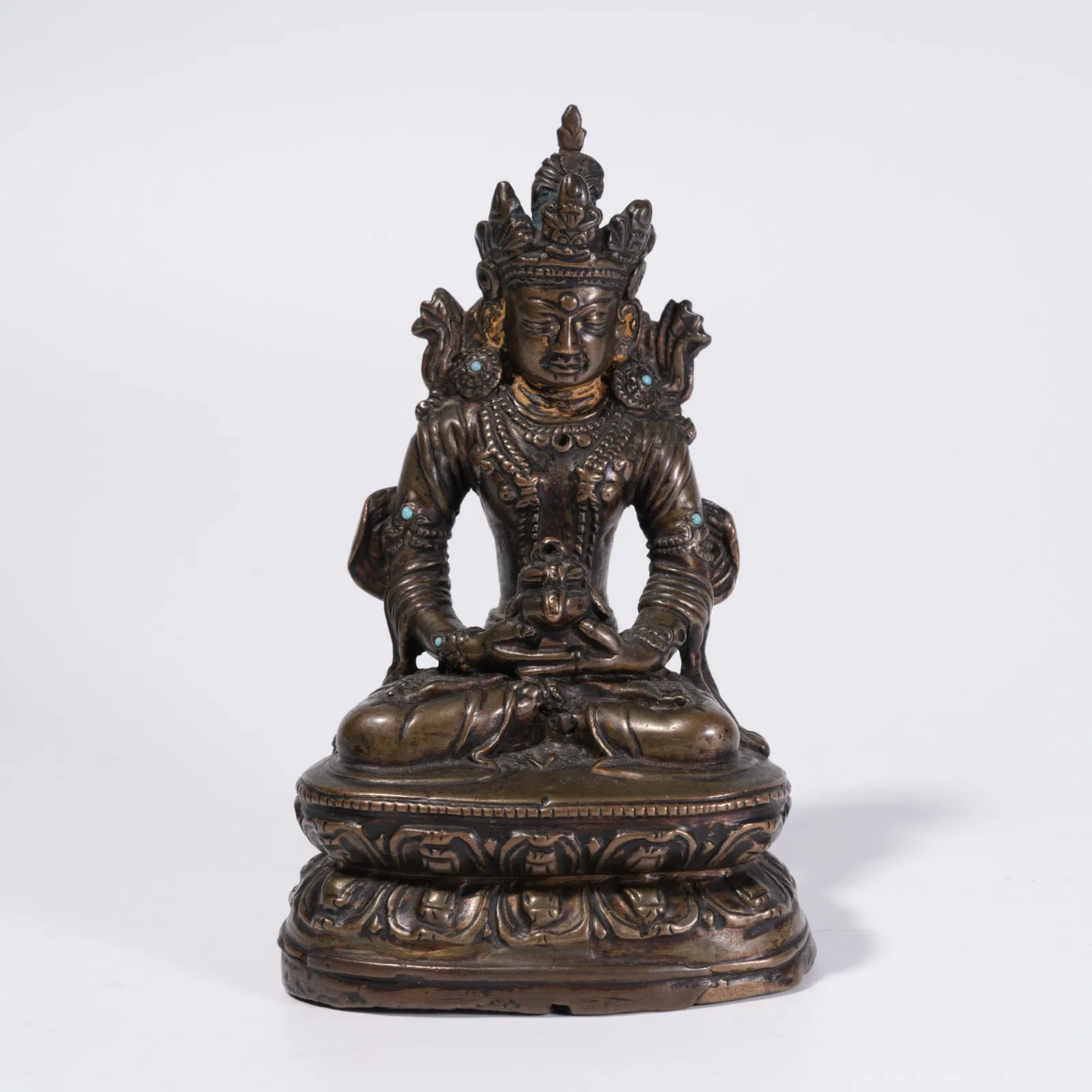 A BRONZE LONGEVITY BUDDHA STATUE
