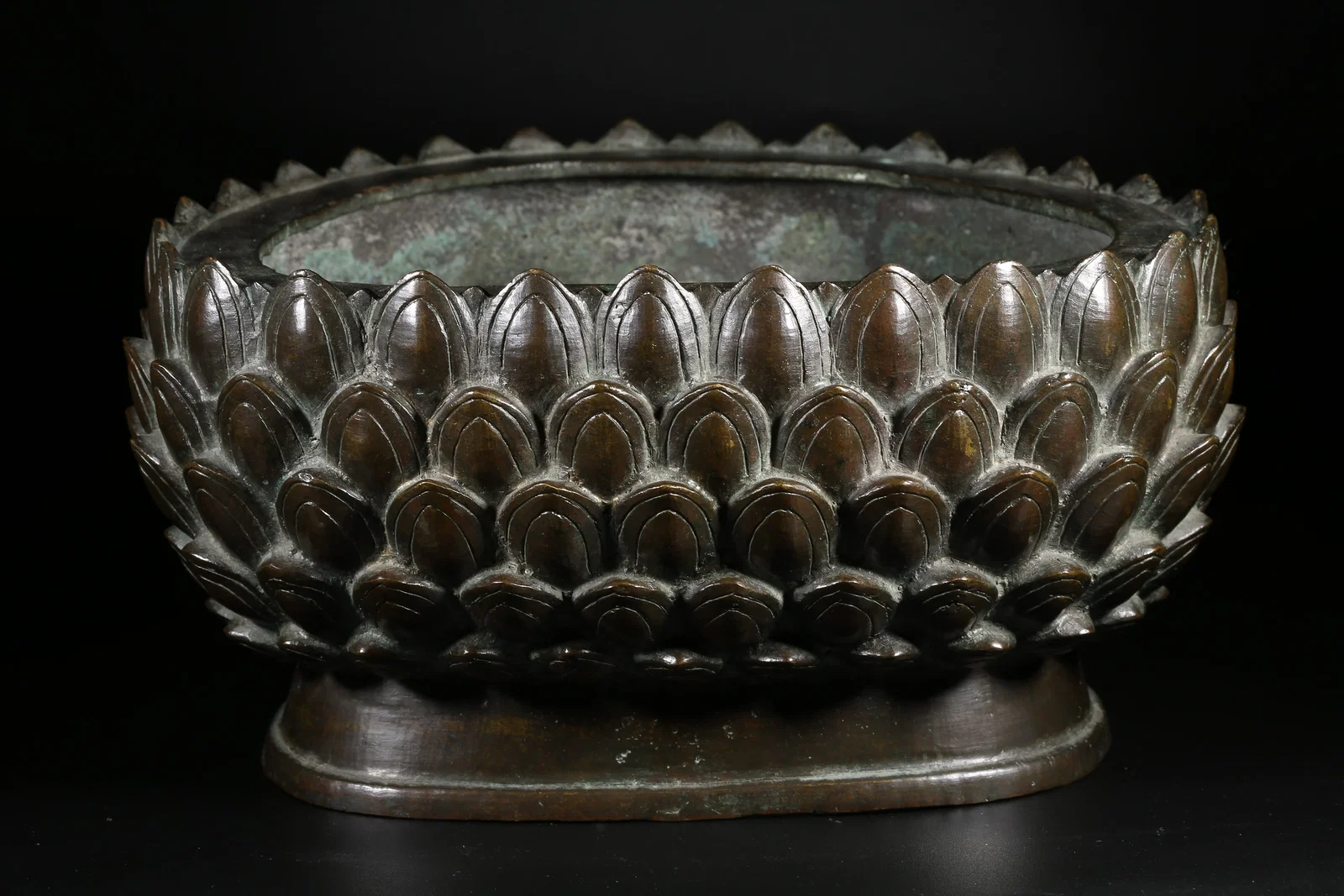 A BRONZE LOTUS PEDESTAL
