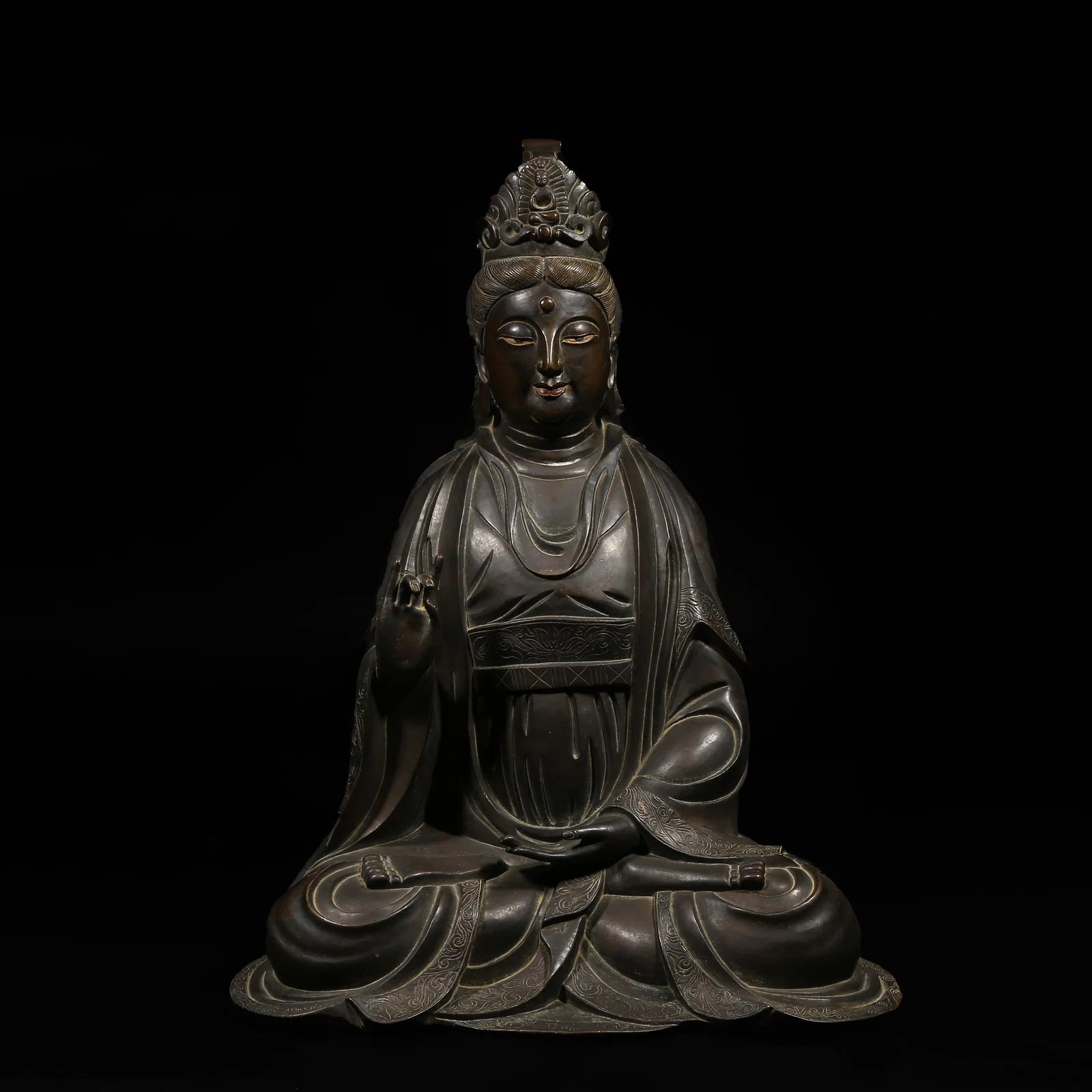 A BRONZE STATUE OF AVALOKITESHVARA
