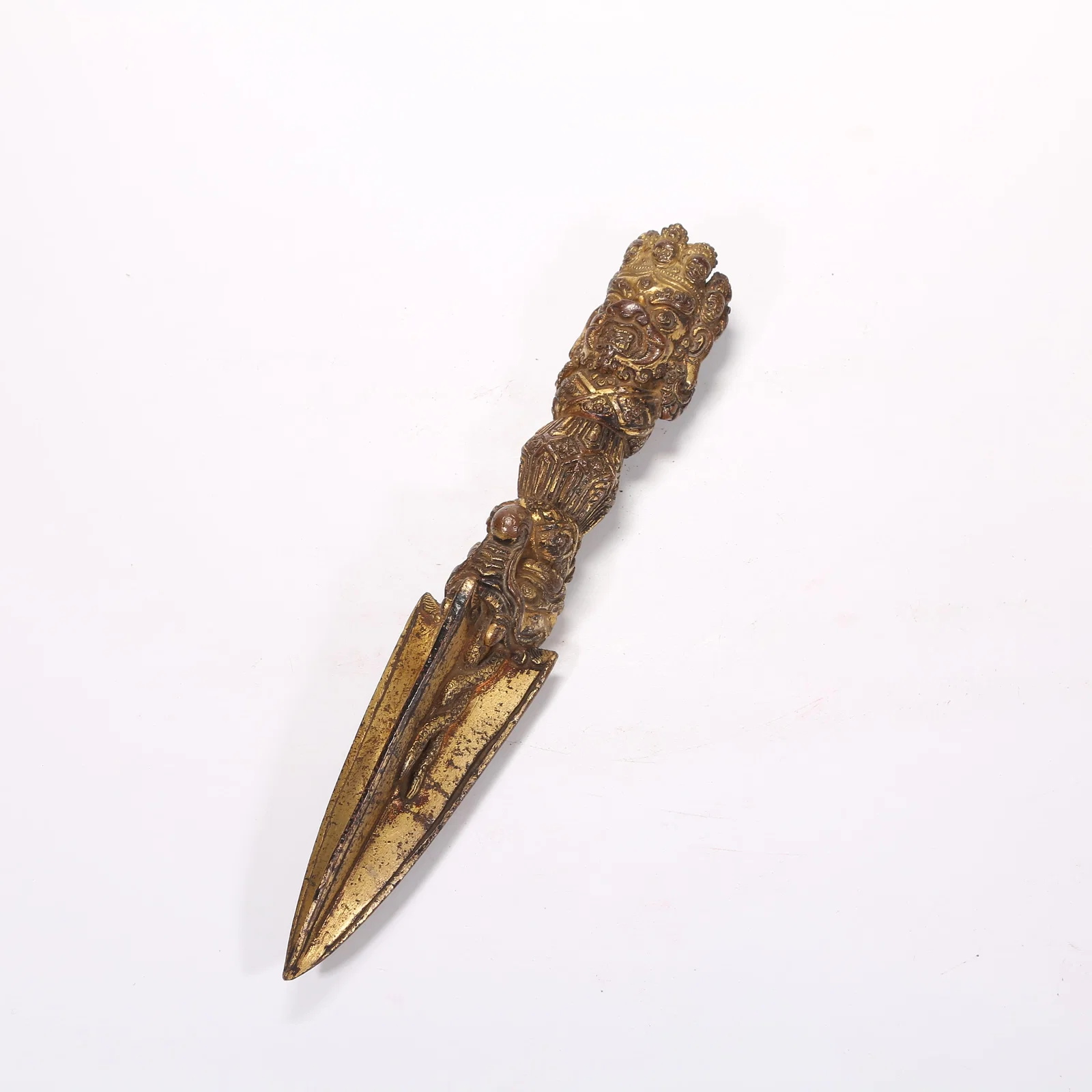 A BRONZE VAJRA SPADE RITUAL TOOL