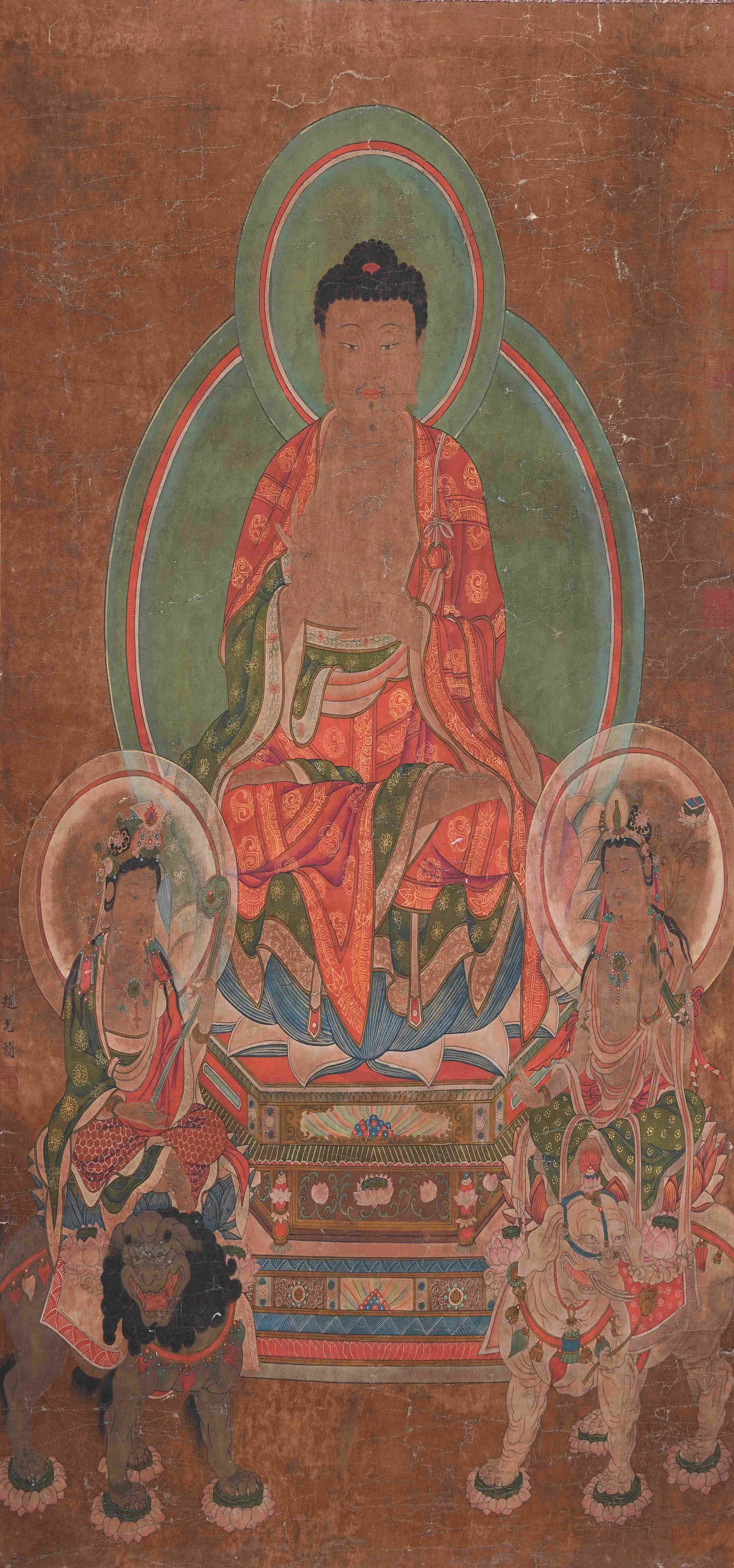 A BUDDHA PAINTING ON SILK BY ZHAO GUANGFU.趙光輔
