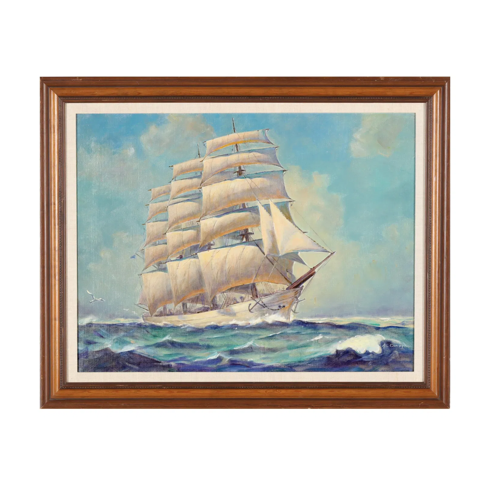 A. C. Compton (American, 20th Century), Clipper Ship at Sea